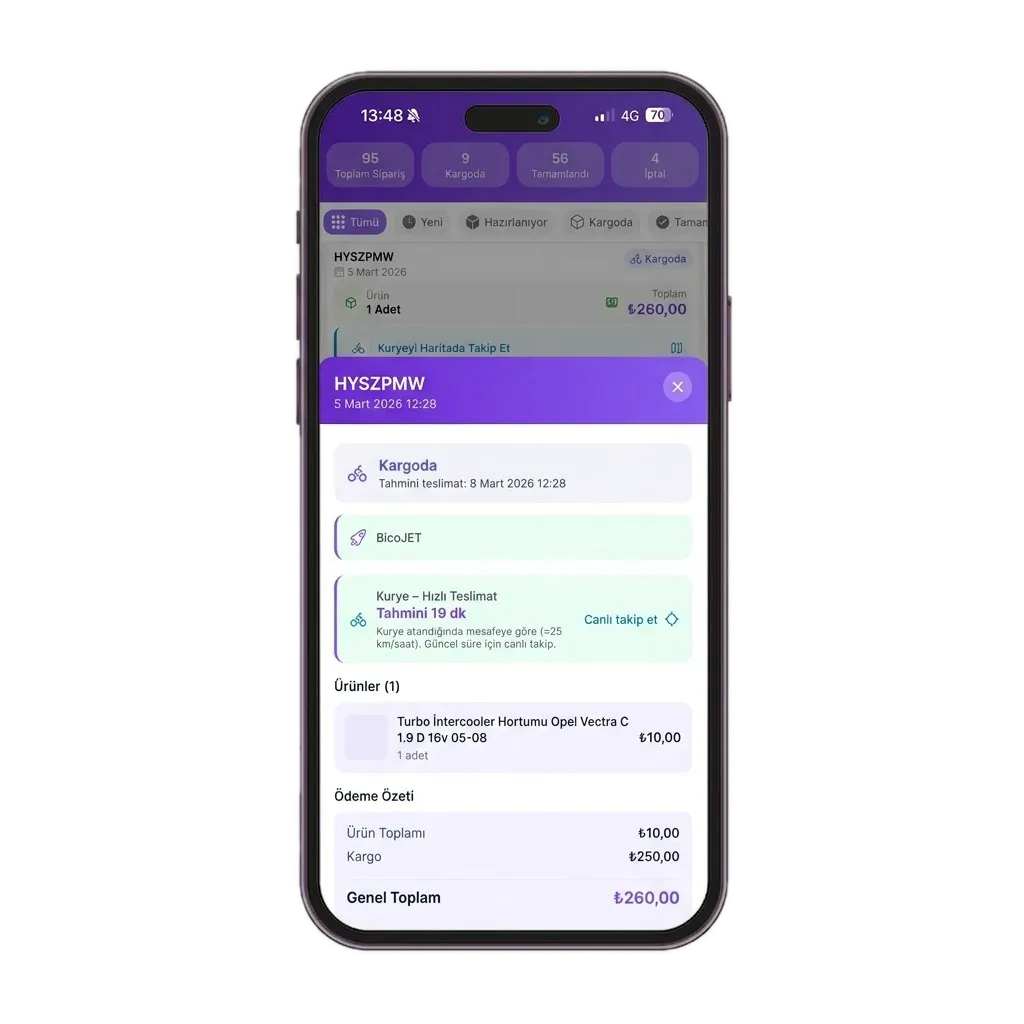 BicoJET sipariş adım 1