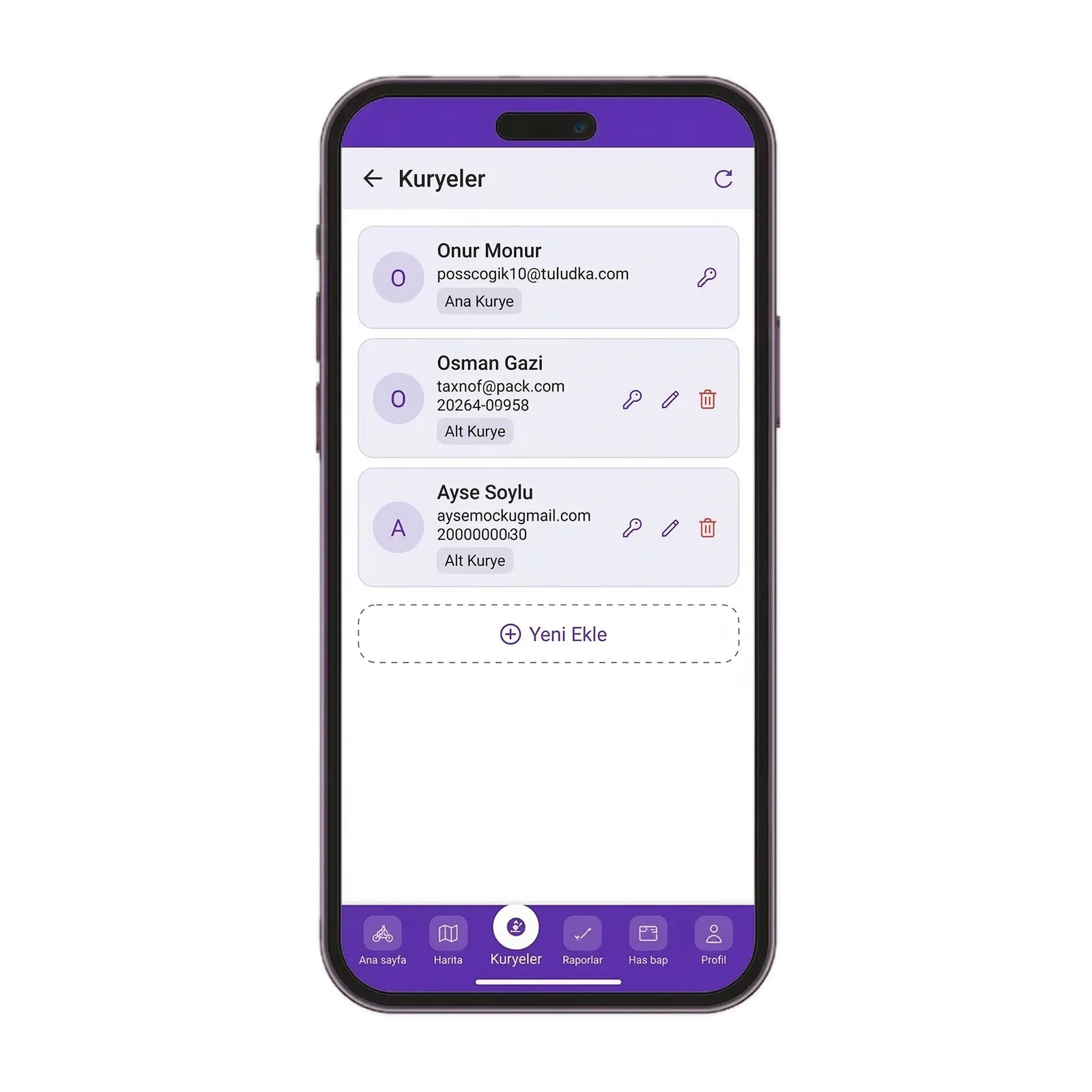 BicoJET kurye yönetimi