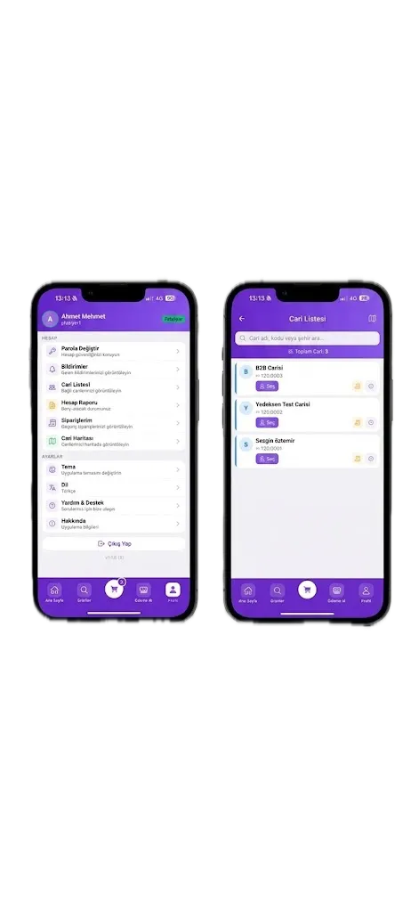 Bicops sipariş ekranı