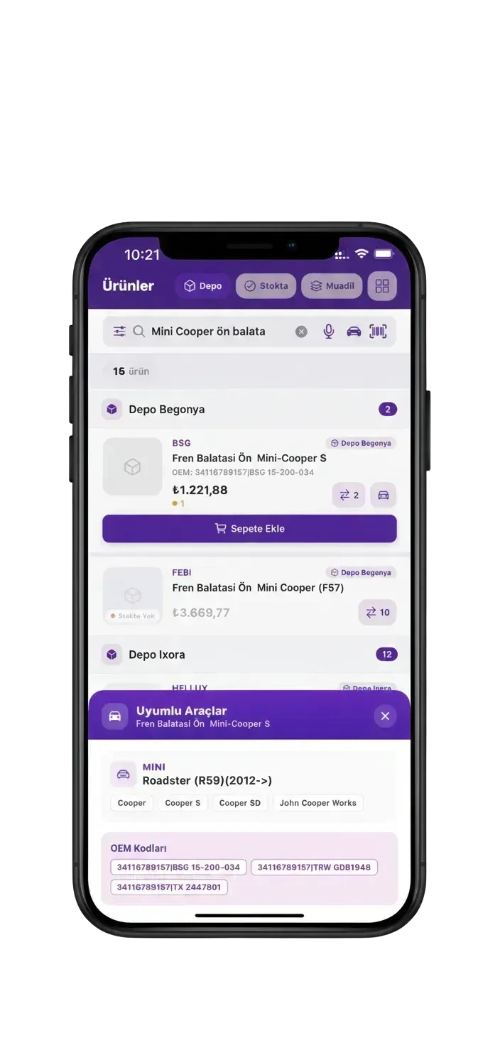 Bicops uyumlu araçlar