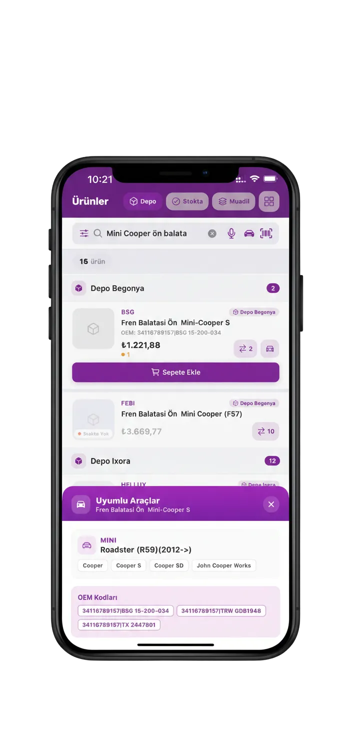 Bicops uyumlu araçlar