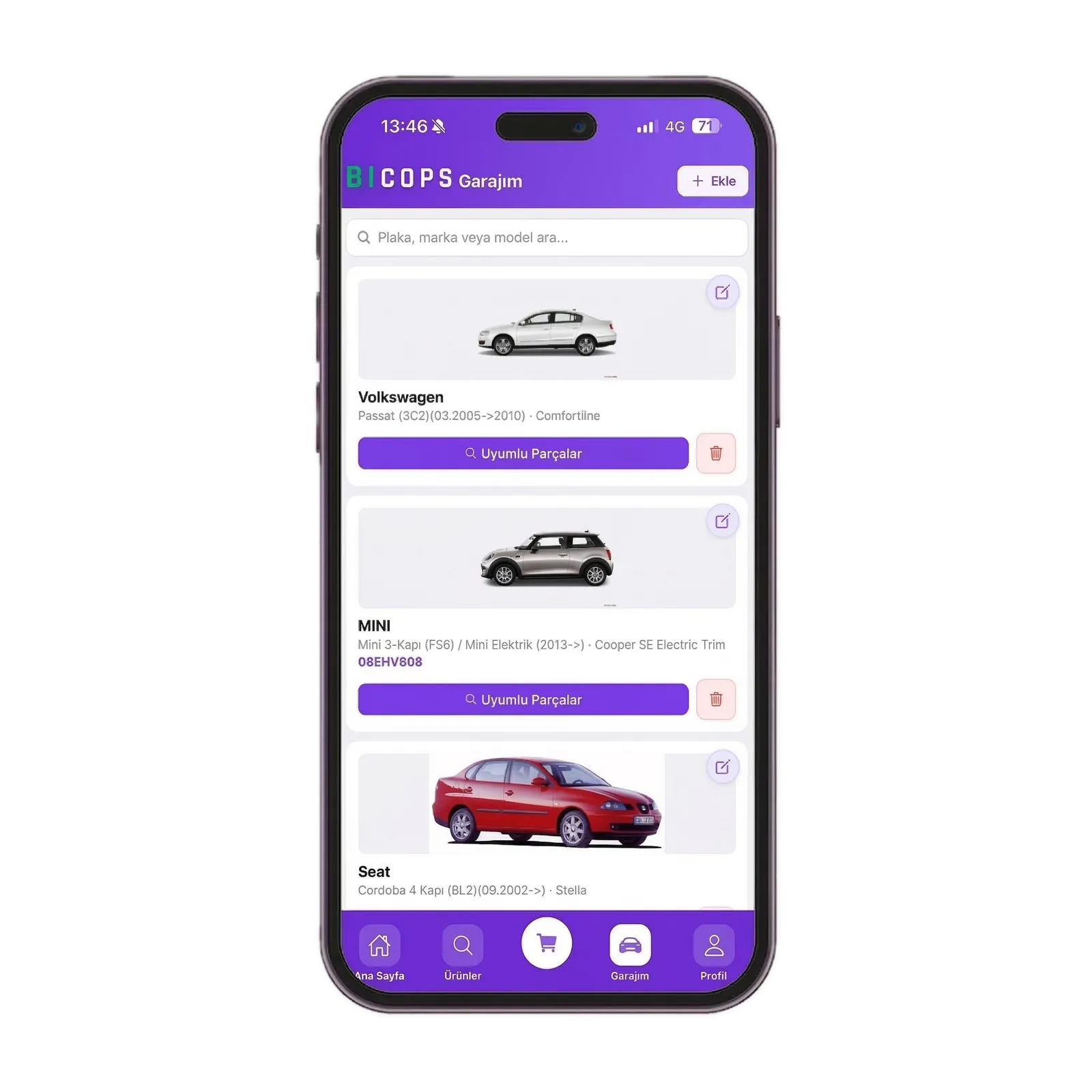 Bicops dijital araç garajı