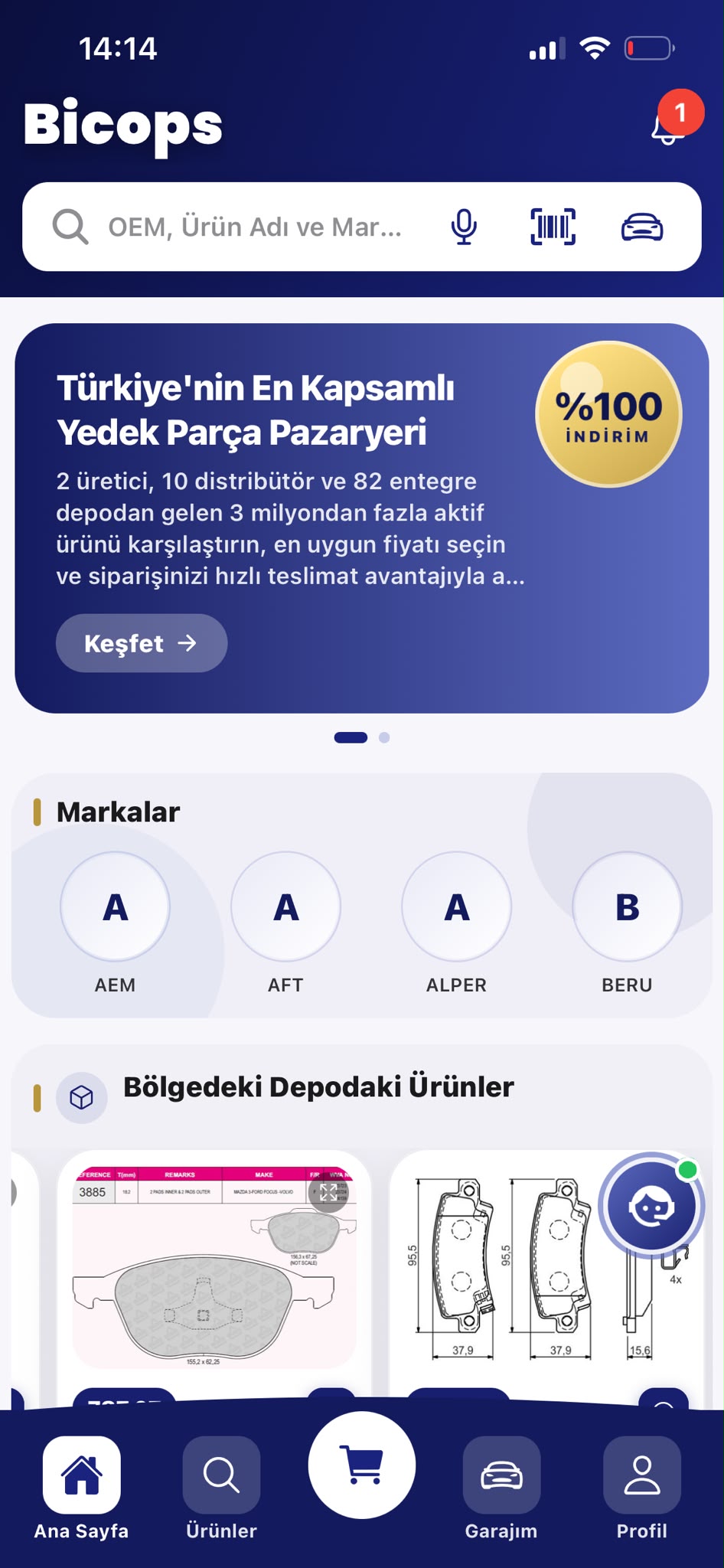 Bicops mobil uygulama arayüzü önizlemesi