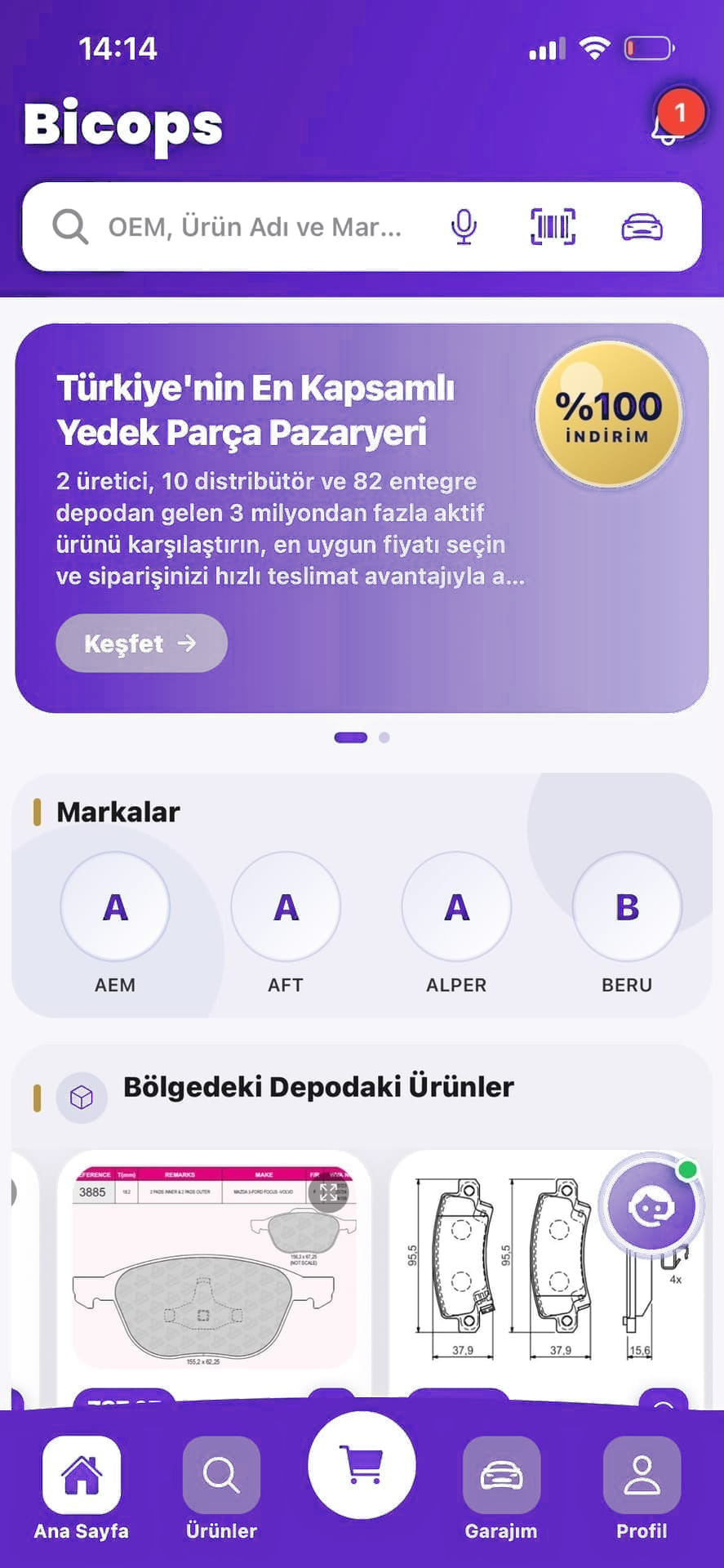 Bicops mobil uygulama arayüzü önizlemesi