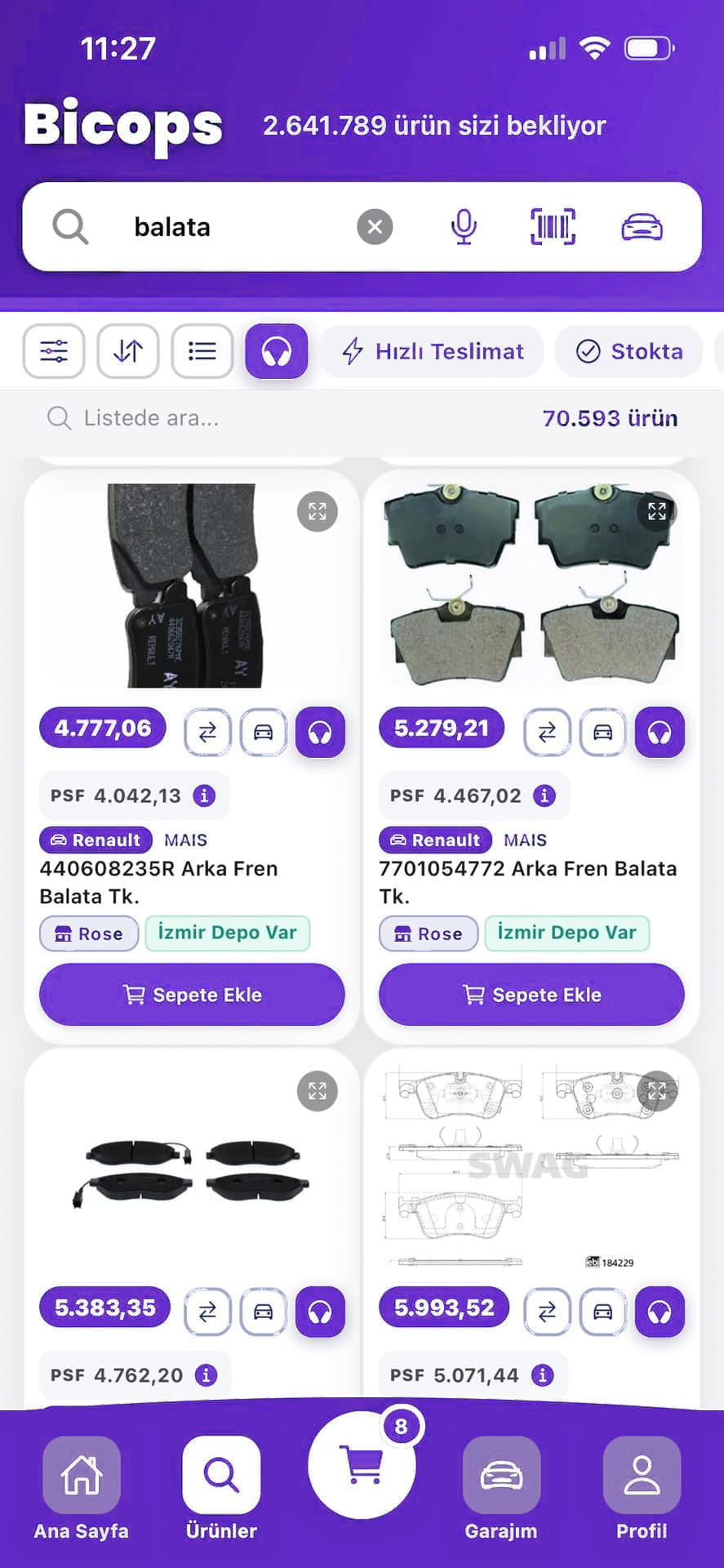 Bicops mobil uygulama arayüzü önizlemesi