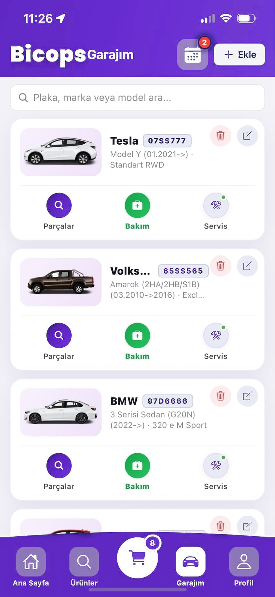 Bicops mobil uygulama arayüzü önizlemesi