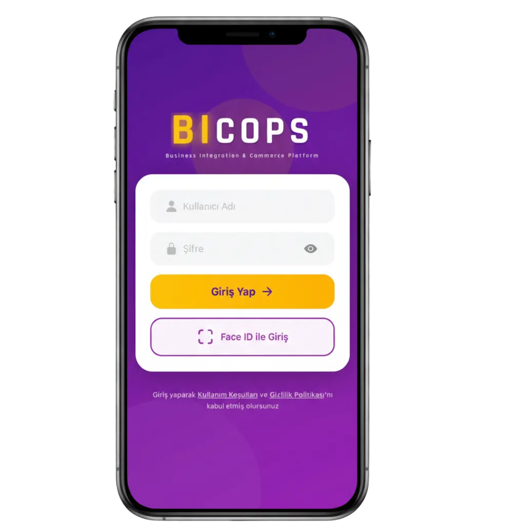 Bicops giriş ekranı