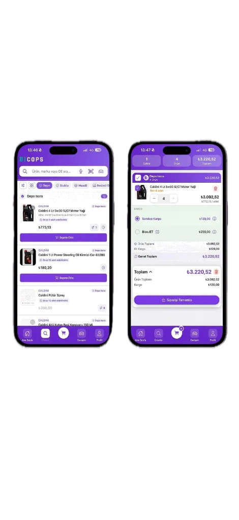 Bicops sepete ekleme