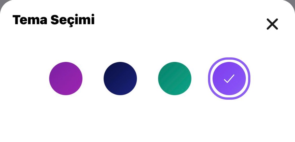 Bicops tema seçimi — dört renk